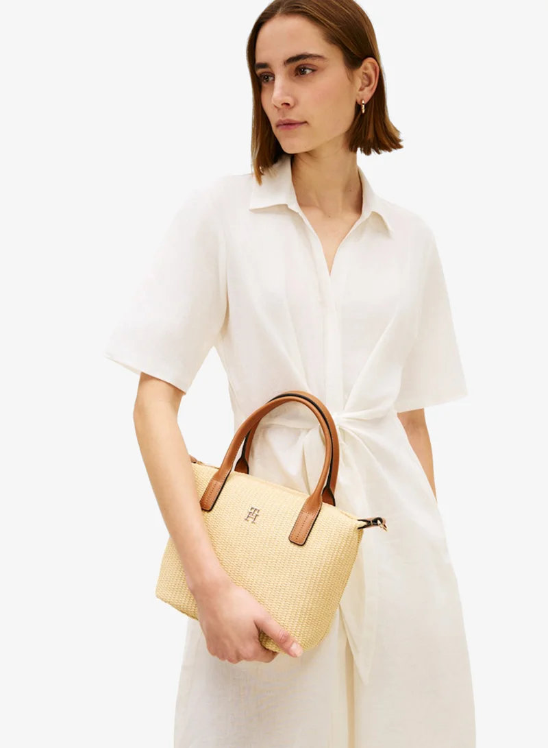 TOMMY HILFIGER Raffia Crossbody Tote Bag